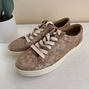 New Sofft Tan Gold Leather Dual Lace Casual Sneakers Women’s 10M